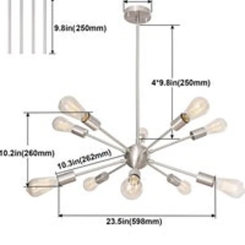 Modern Sputnik Chandelier Brushed Nickel Lighting Fixture